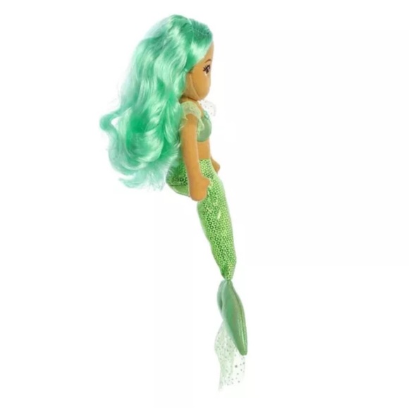 Aurora Emerald Sea Sparkles Hair Mermaid Doll Green Soft 18" Stuffed Toy - Picture 5 of 5